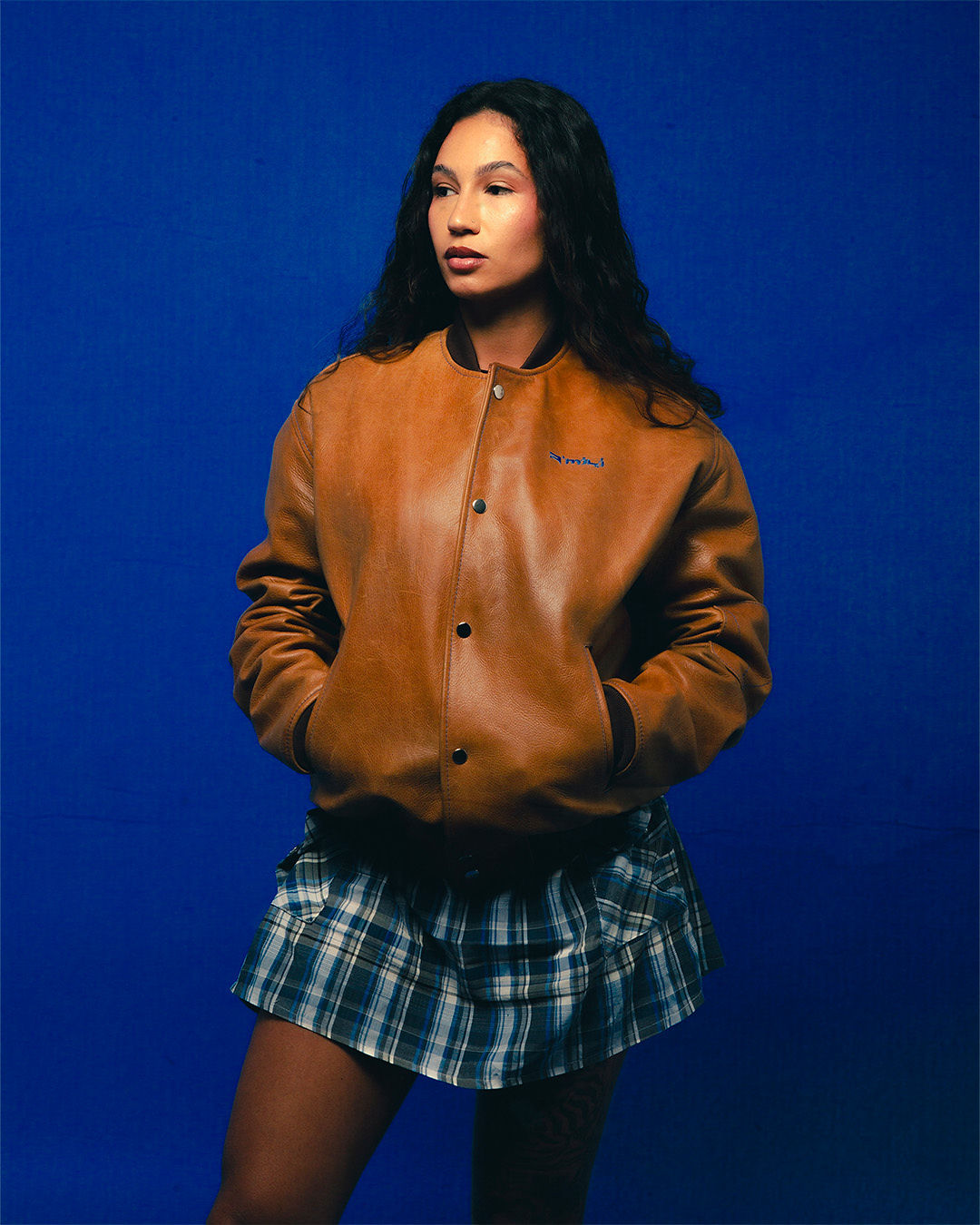 R’MILI « OMRI » Brown Jacket varsity Leather