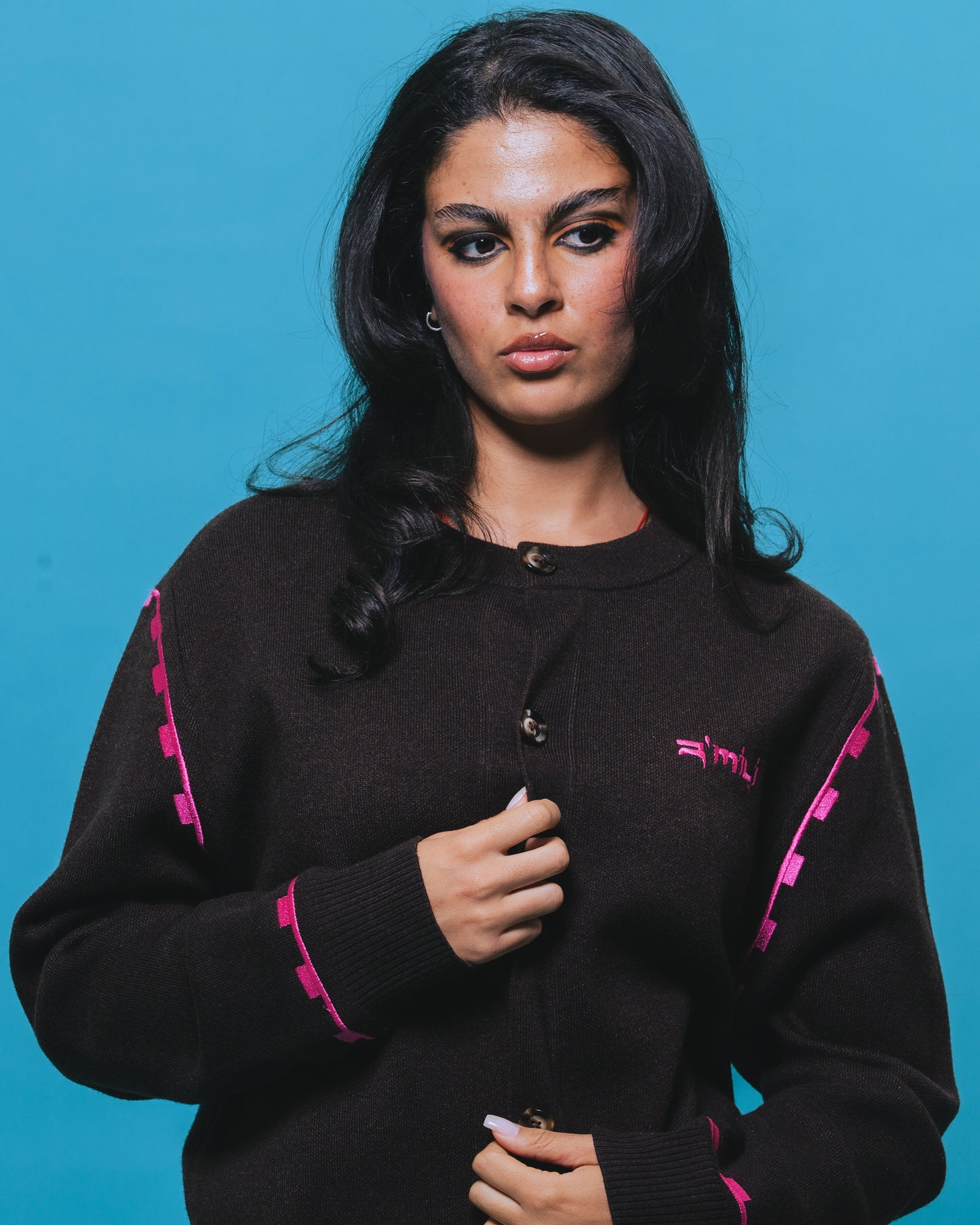 R’MILI « CARDIGAN AMAZIGH KNITWEAR » Brown/Pink