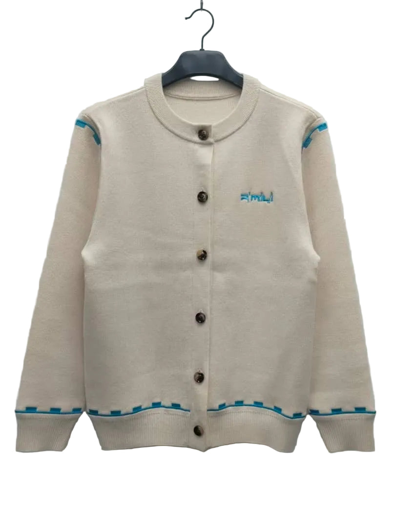 R’MILI « CARDIGAN AMAZIGH KNITWEAR » Off White /Blue