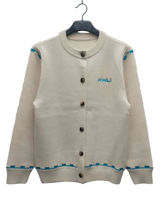 R’MILI « CARDIGAN AMAZIGH KNITWEAR » Off White /Blue