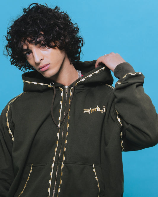 R’MILI « Hoodie AMAZIGH » Jacket Green Kaki/Gold