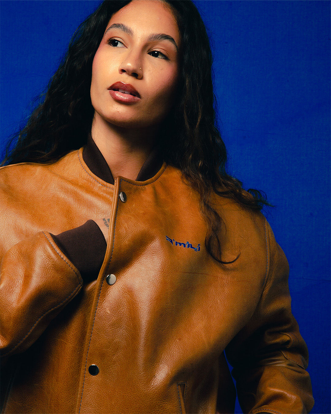 R’MILI « OMRI » Brown Jacket varsity Leather