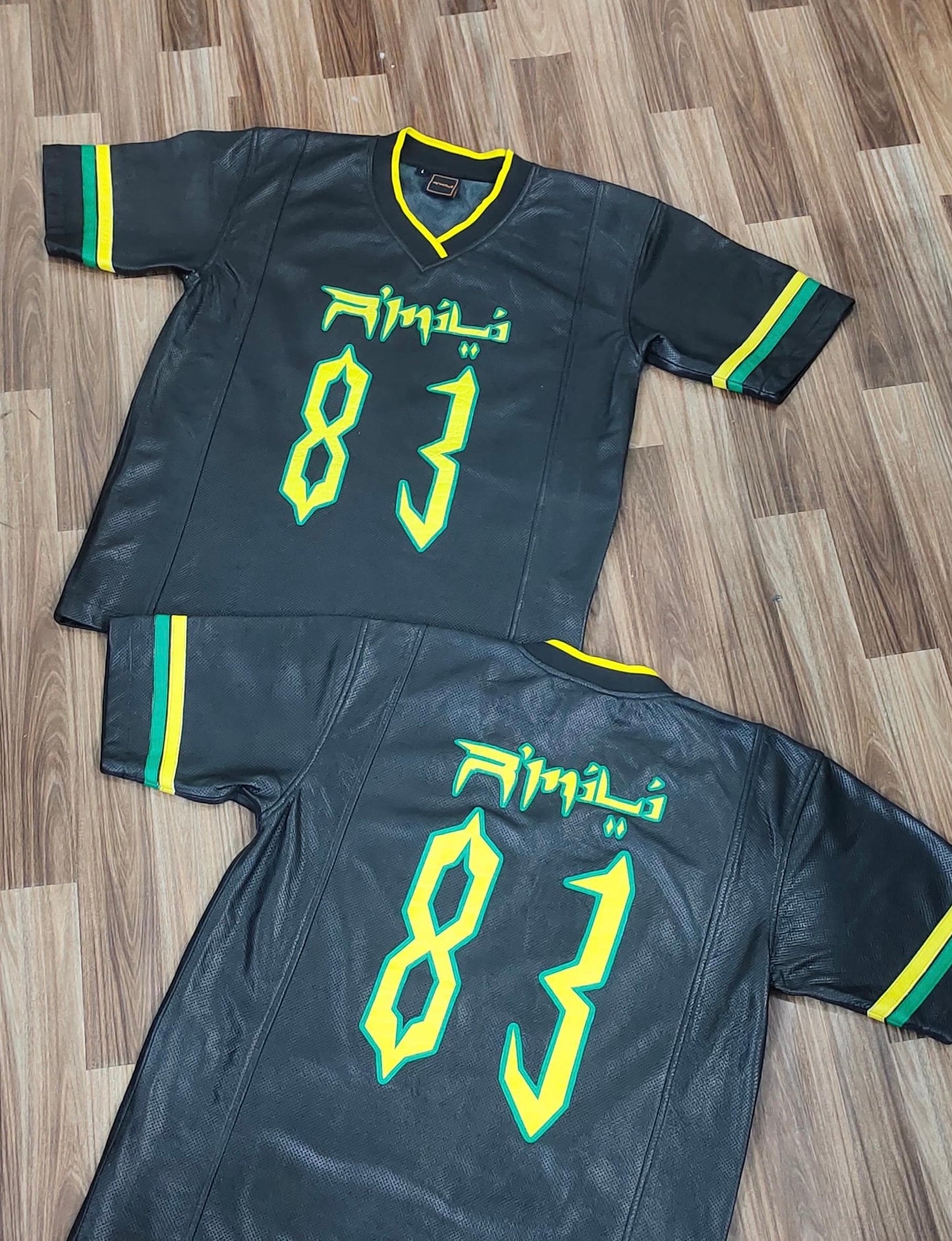 R’MILI « US FOOTBALL JERSEY » BLACK FULL LEATHER COW