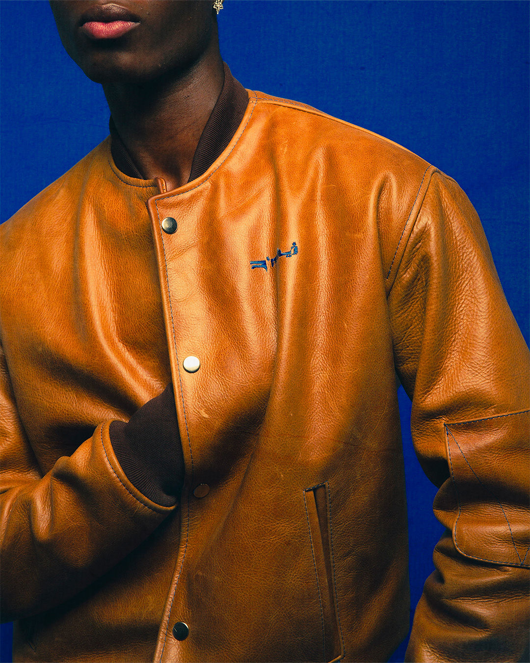 R’MILI « OMRI » Brown Jacket varsity Leather