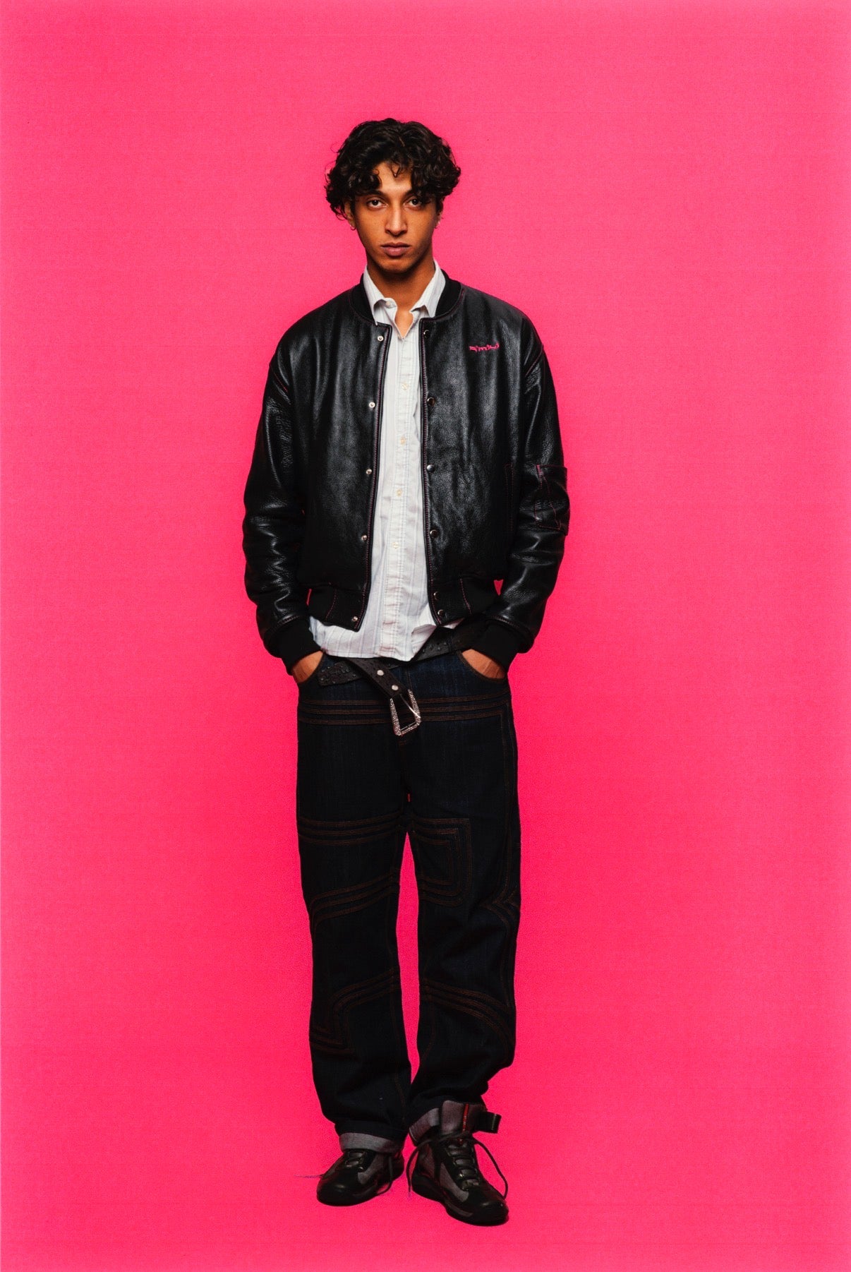 R’MILI « OMRI » Black Varsity Leather jacket