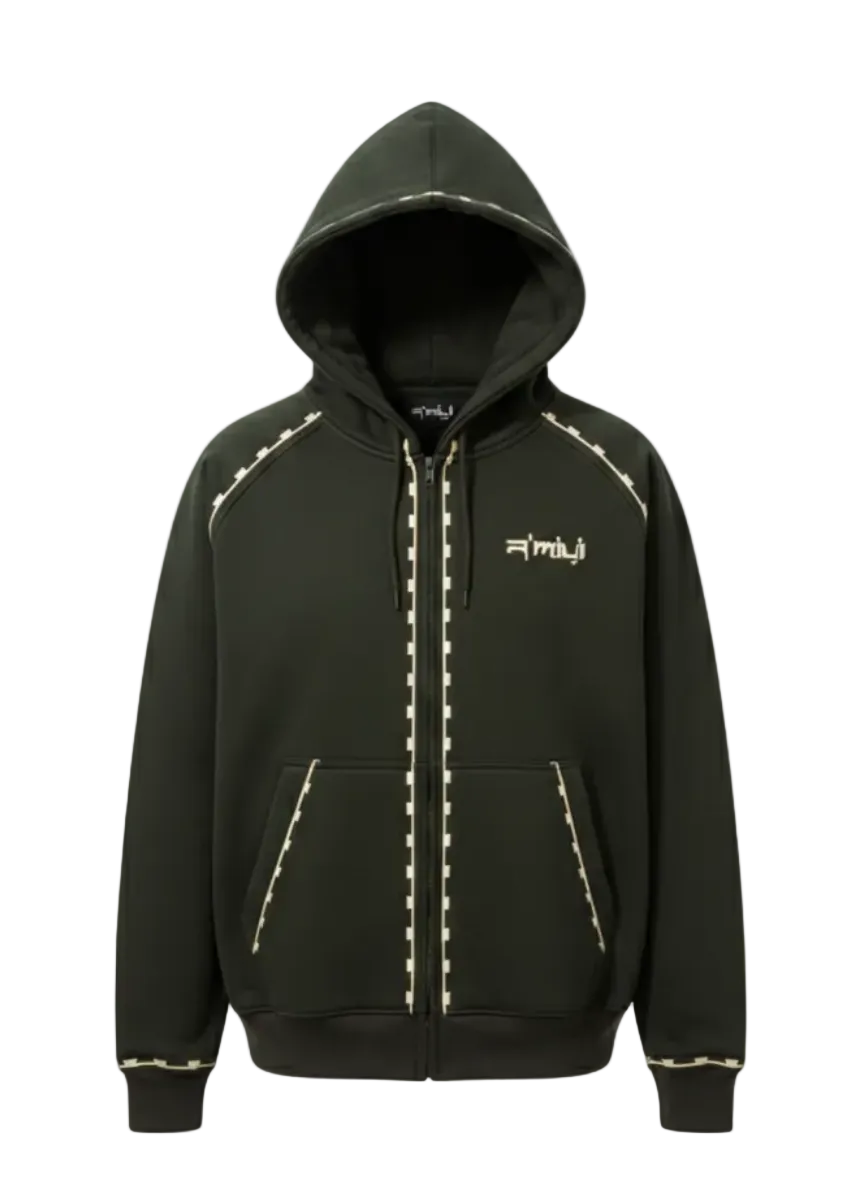 R’MILI „Hoodie AMAZIGH“ Jacke Grün Khaki/Gold