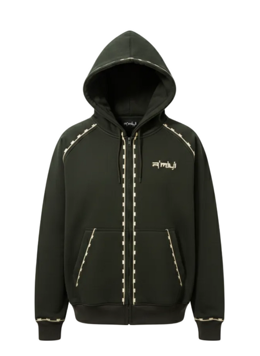 R’MILI « Hoodie AMAZIGH » Jacket Green Kaki/Gold