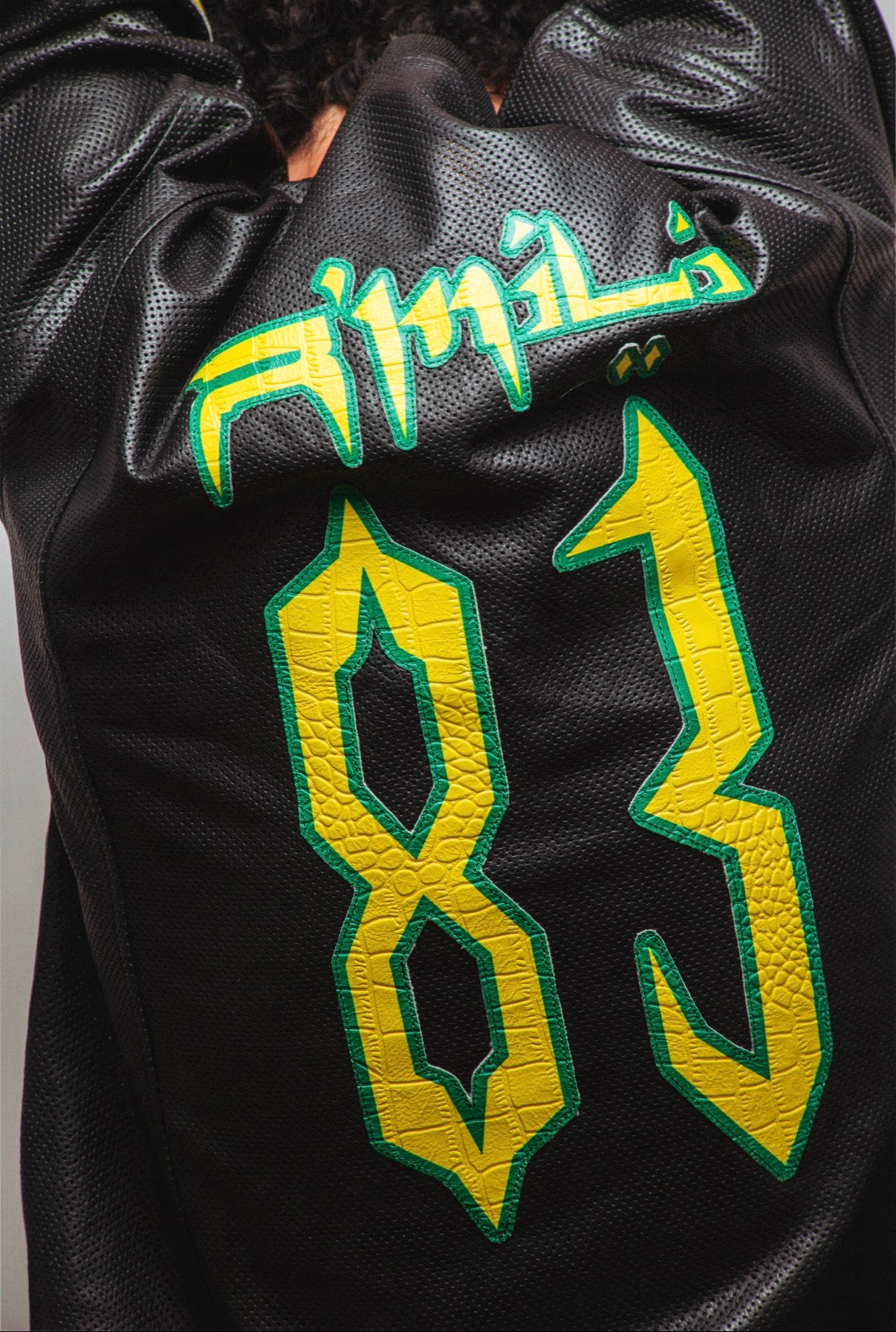 R’MILI « US FOOTBALL JERSEY » BLACK FULL LEATHER COW