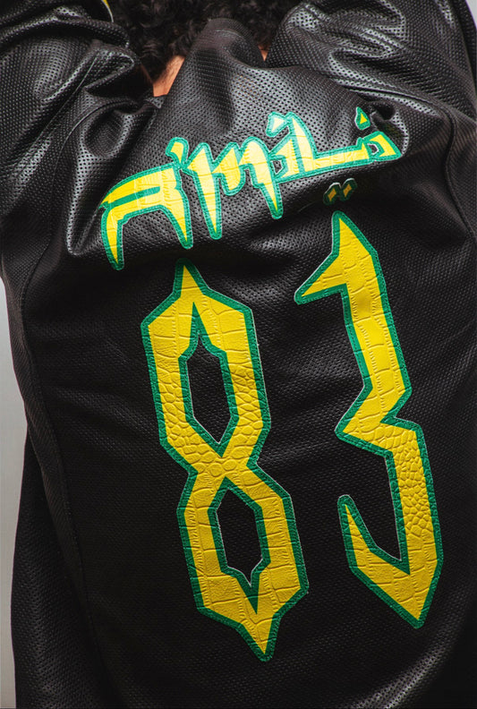 R’MILI « US FOOTBALL JERSEY » BLACK FULL LEATHER COW