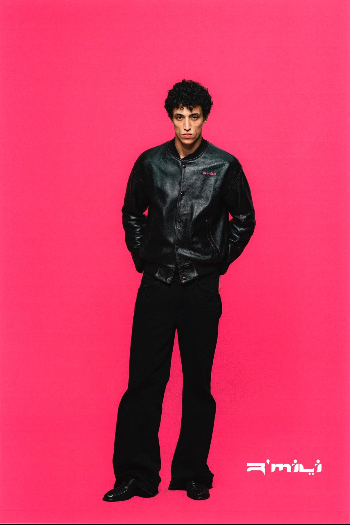 R’MILI « OMRI » Black Varsity Leather jacket