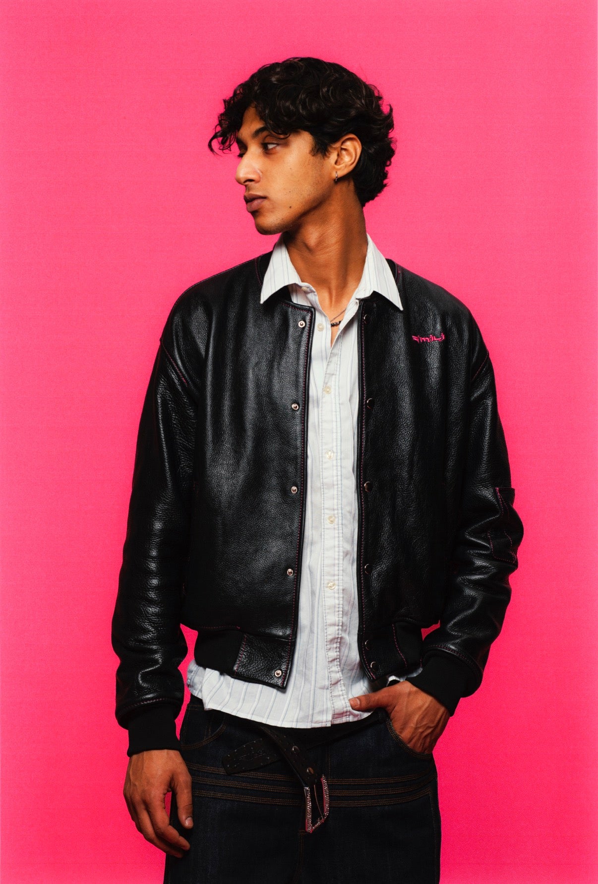 R’MILI « OMRI » Black Varsity Leather jacket