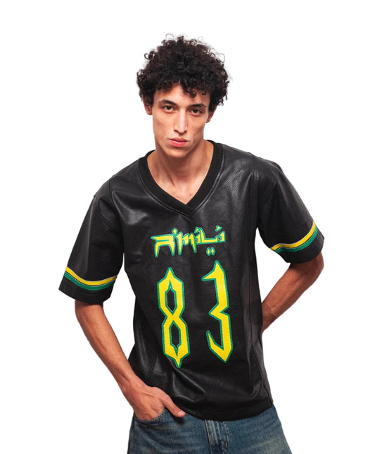 R’MILI « US FOOTBALL JERSEY » BLACK FULL LEATHER COW
