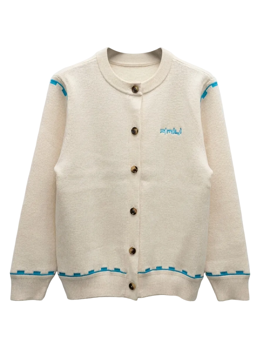 R’MILI „CARDIGAN AMAZIGH KNITWEAR“ Off-White / Blue