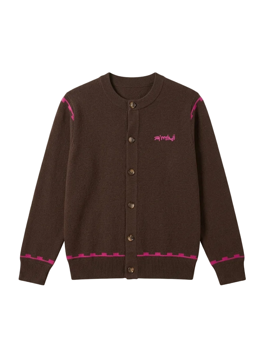 R'MILI „AMAZIGH STRICKJACKE“ Braun/Pink
