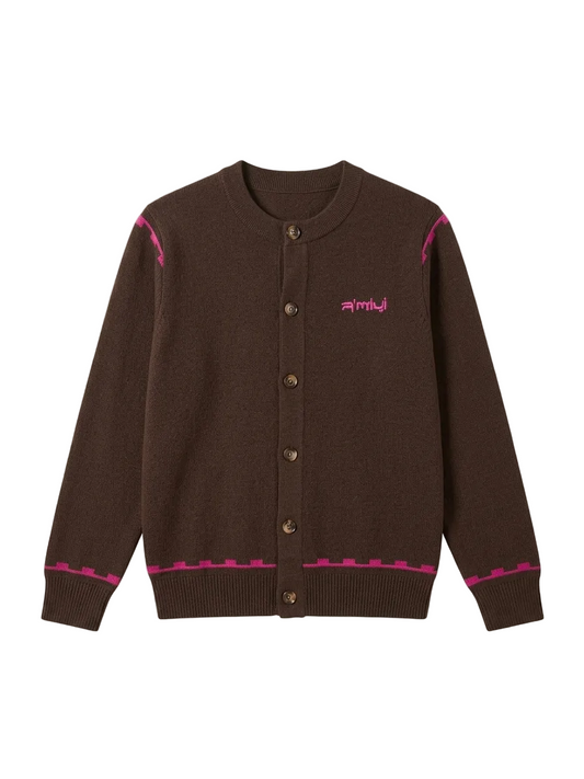 R’MILI « CARDIGAN AMAZIGH KNITWEAR  » Brown/Pink