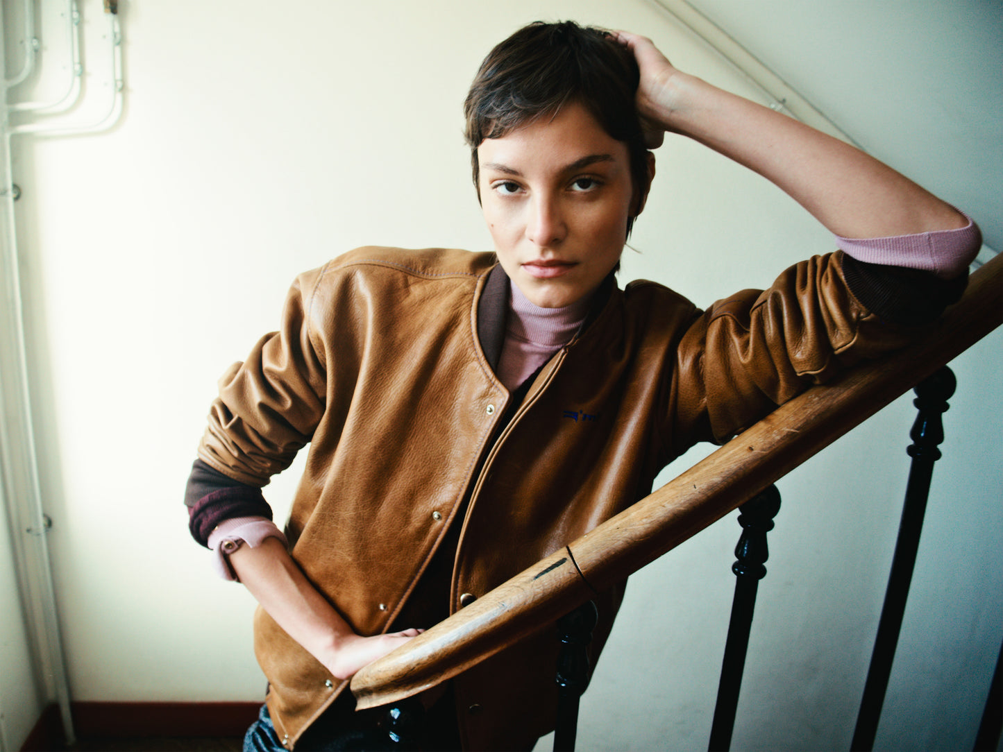 R'MILI "OMRI" Brown Jacket Collegejacke Leder
