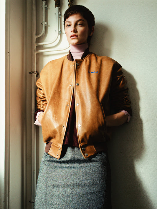 R’MILI « OMRI » Brown Jacket varsity Leather